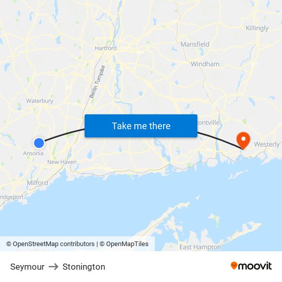 Seymour to Stonington map