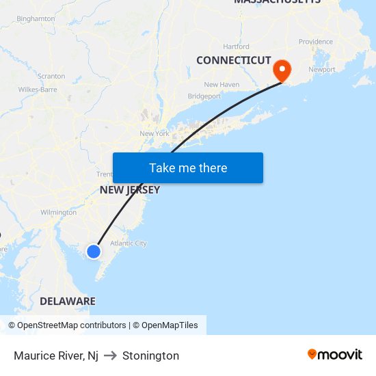 Maurice River, Nj to Stonington map