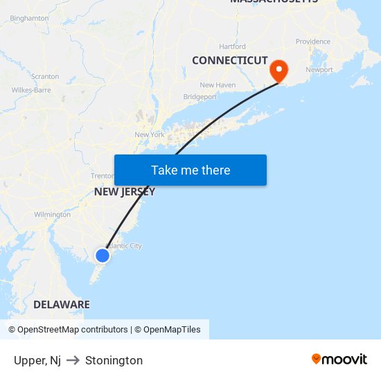 Upper, Nj to Stonington map