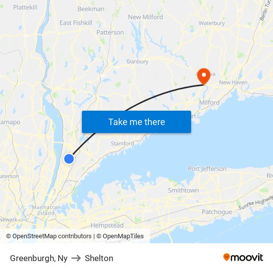 Greenburgh, Ny to Shelton map