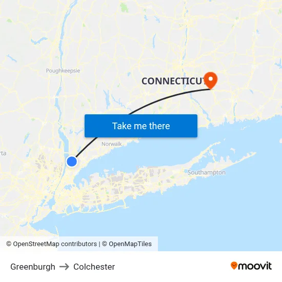 Greenburgh to Colchester map