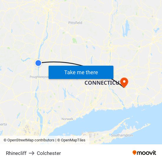 Rhinecliff to Colchester map