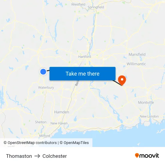 Thomaston to Colchester map