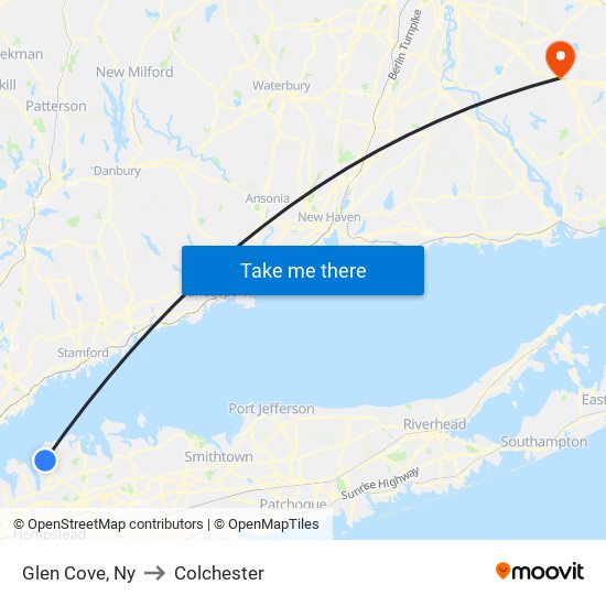 Glen Cove, Ny to Colchester map