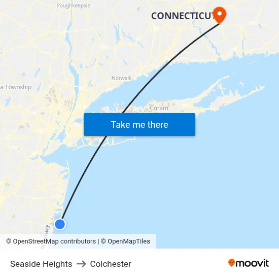 Seaside Heights to Colchester map