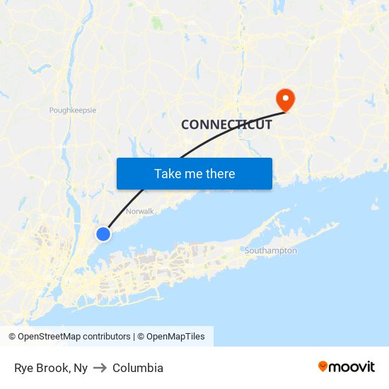 Rye Brook, Ny to Columbia map