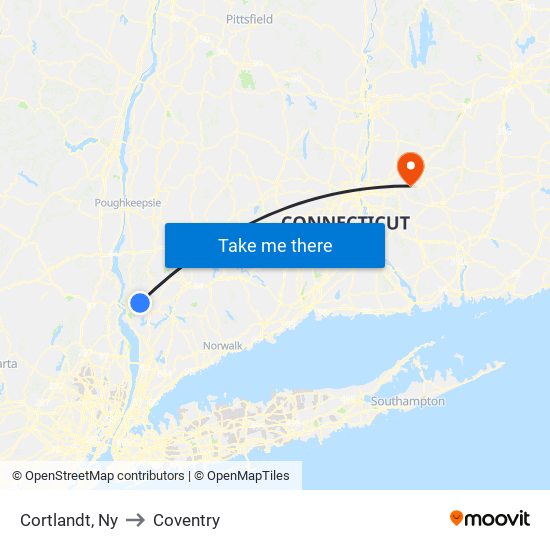 Cortlandt, Ny to Coventry map