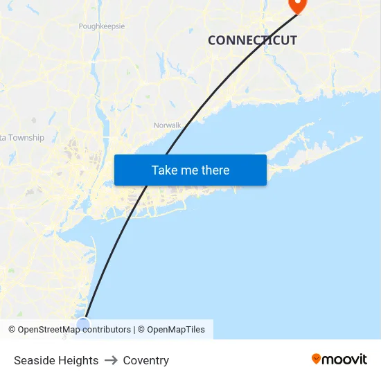 Seaside Heights to Coventry map