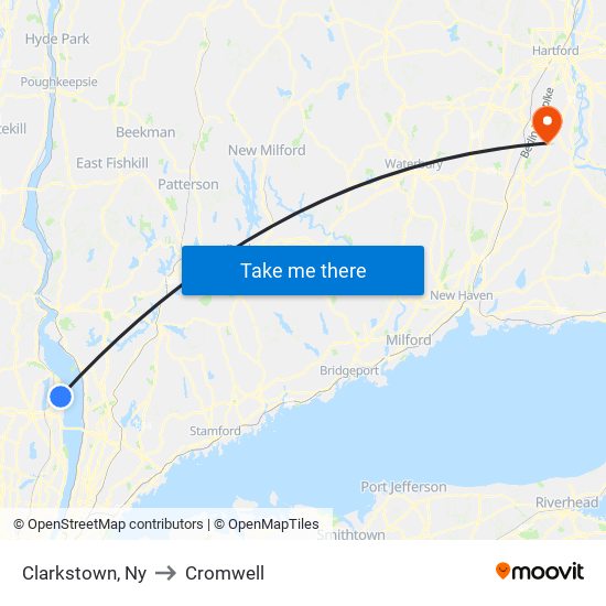 Clarkstown, Ny to Cromwell map