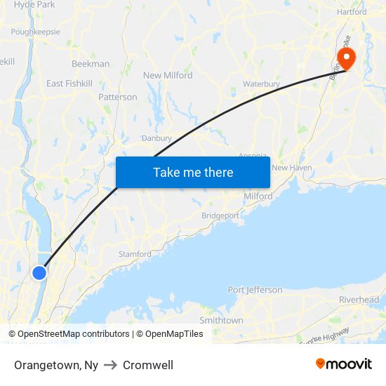 Orangetown, Ny to Cromwell map