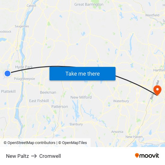 New Paltz to Cromwell map