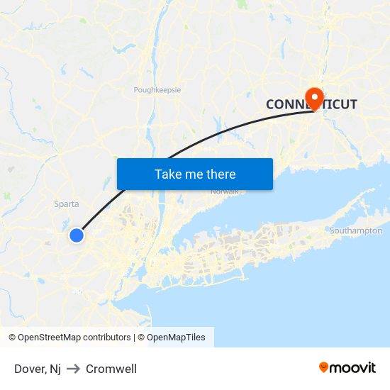 Dover, Nj to Cromwell map