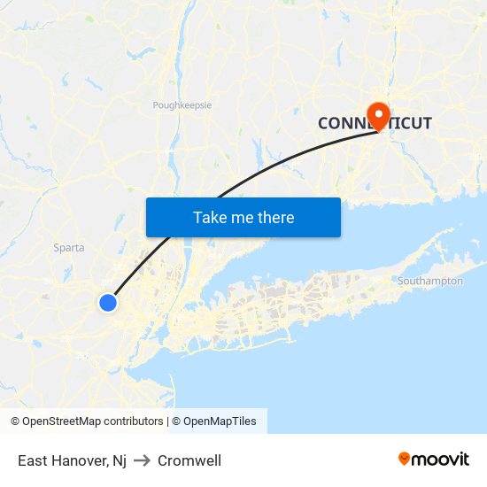 East Hanover, Nj to Cromwell map
