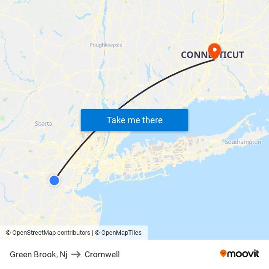 Green Brook, Nj to Cromwell map