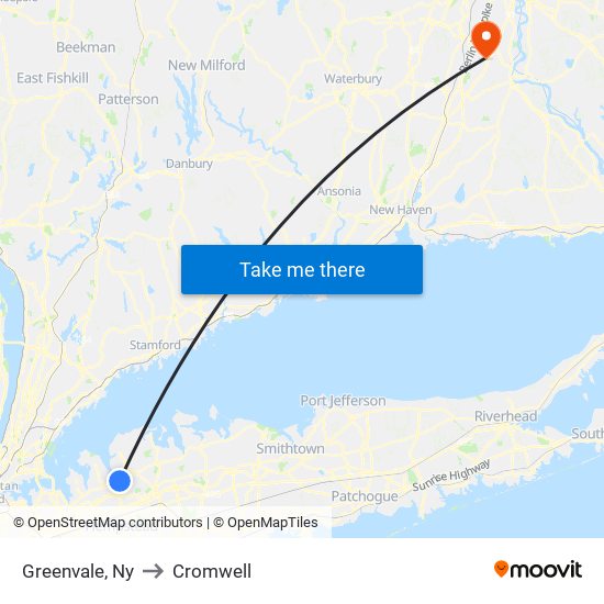 Greenvale, Ny to Cromwell map