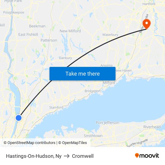 Hastings-On-Hudson, Ny to Cromwell map