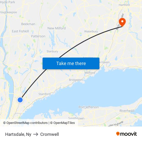 Hartsdale, Ny to Cromwell map