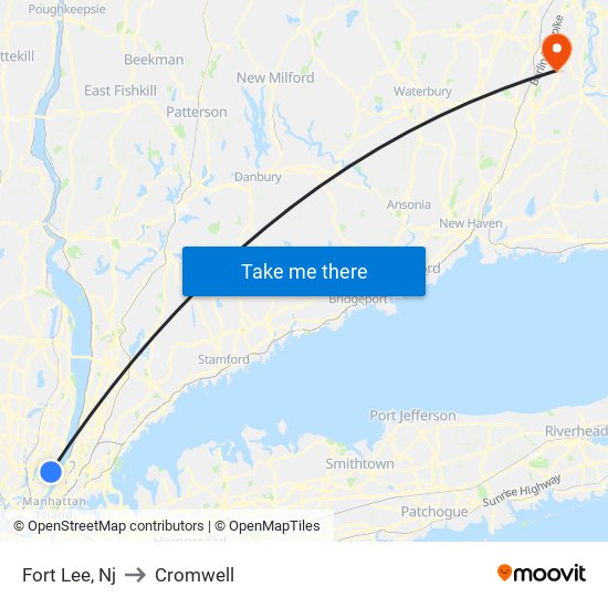 Fort Lee, Nj to Cromwell map