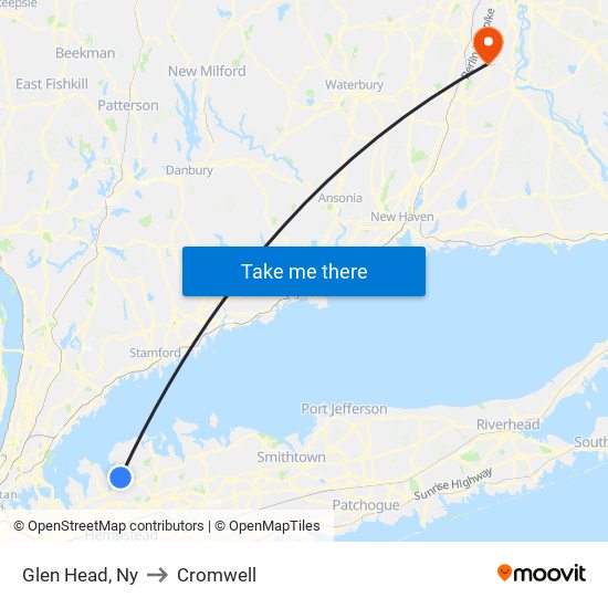 Glen Head, Ny to Cromwell map