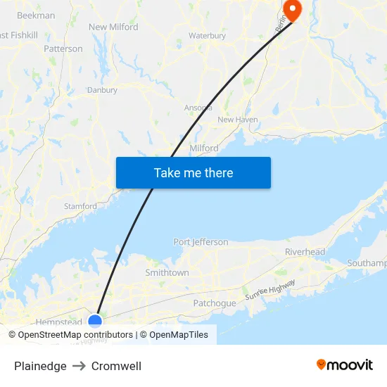 Plainedge to Cromwell map