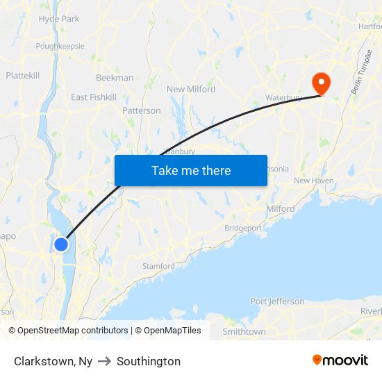 Clarkstown, Ny to Southington map