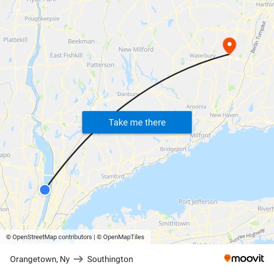 Orangetown, Ny to Southington map