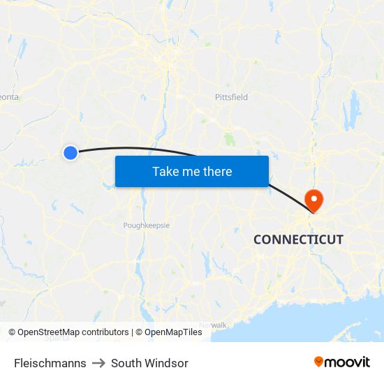 Fleischmanns to South Windsor map