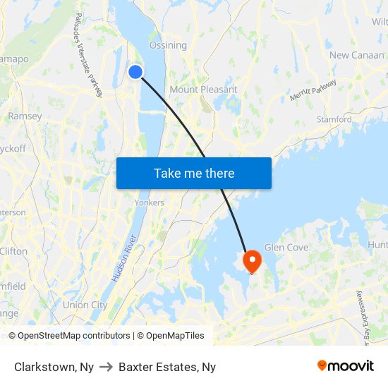 Clarkstown, Ny to Baxter Estates, Ny map