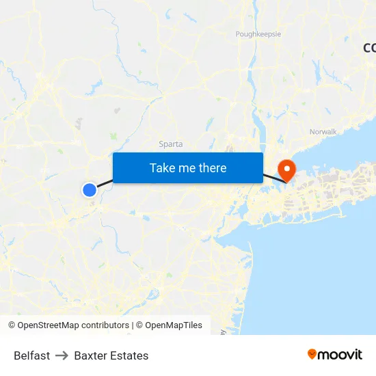 Belfast to Baxter Estates map