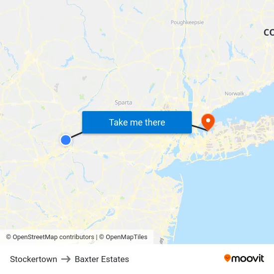 Stockertown to Baxter Estates map
