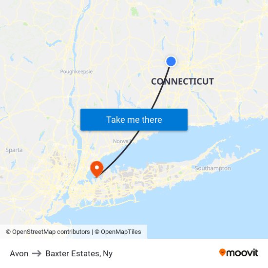 Avon to Baxter Estates, Ny map