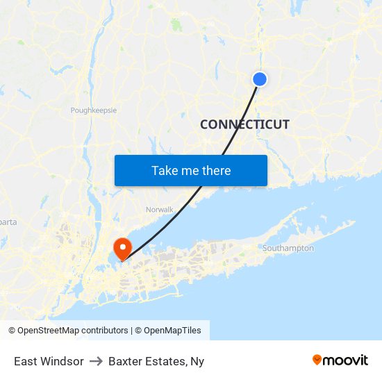 East Windsor to Baxter Estates, Ny map