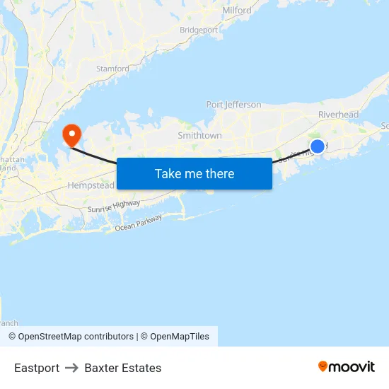 Eastport to Baxter Estates map