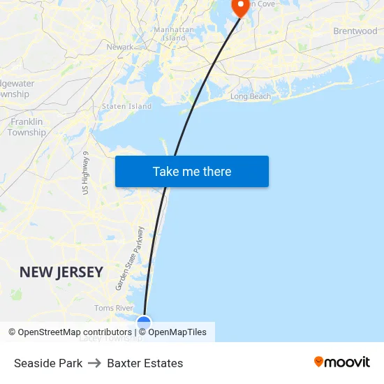 Seaside Park to Baxter Estates map