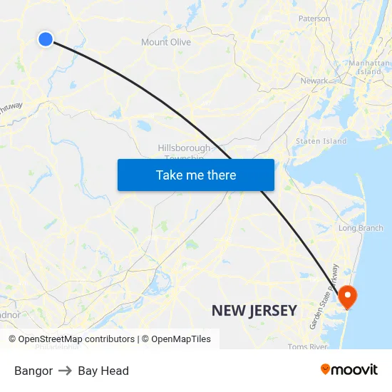 Bangor to Bay Head map
