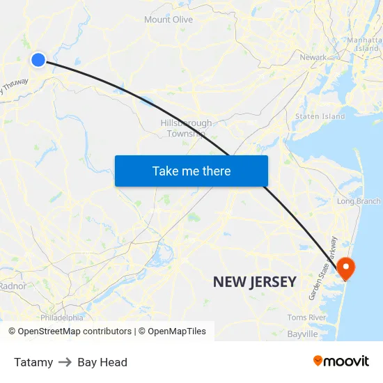 Tatamy to Bay Head map