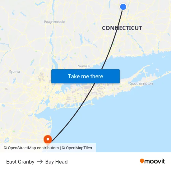 East Granby to Bay Head map