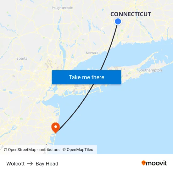 Wolcott to Bay Head map