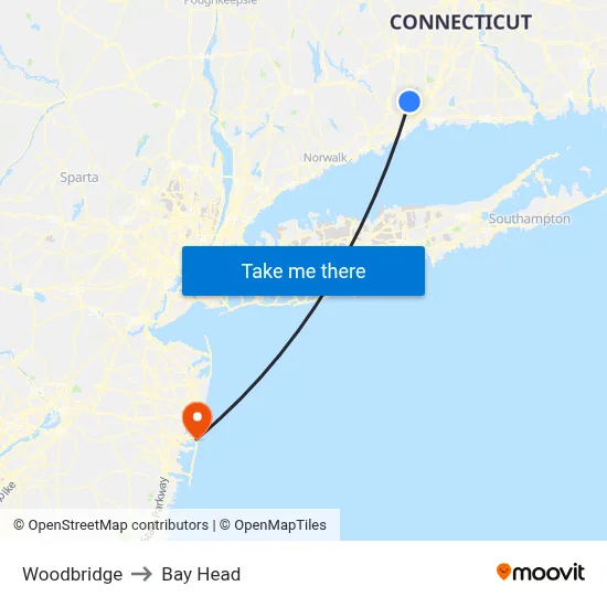 Woodbridge to Bay Head map