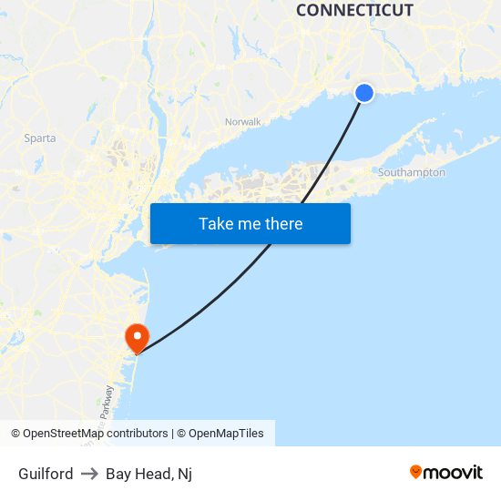 Guilford to Bay Head, Nj map