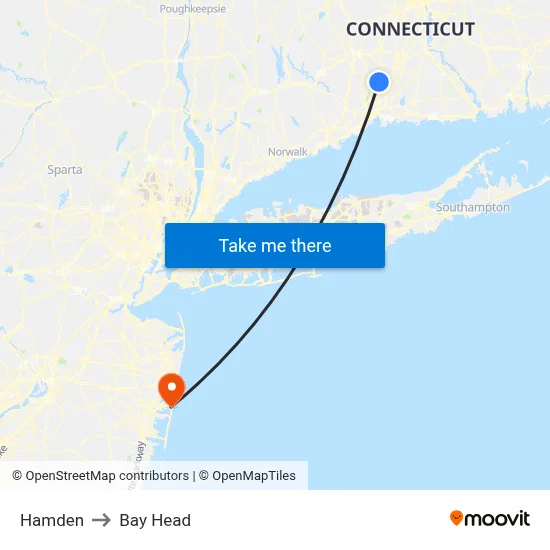 Hamden to Bay Head map