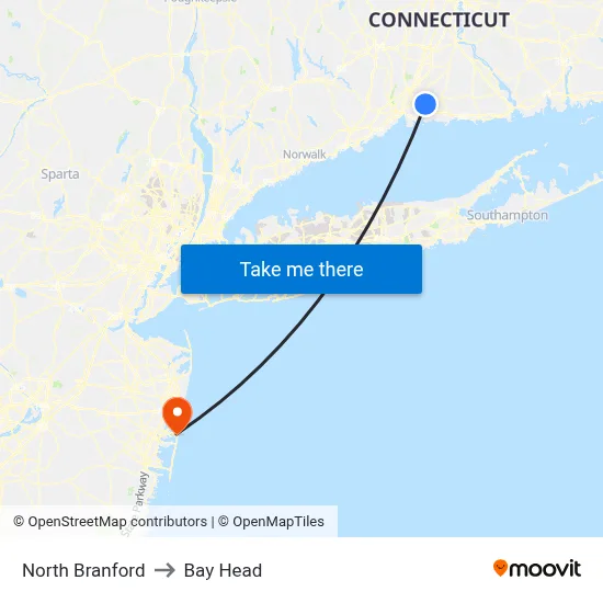 North Branford to Bay Head map