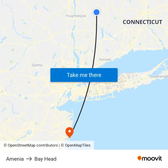 Amenia to Bay Head map
