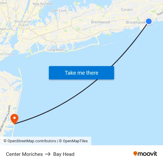 Center Moriches to Bay Head map
