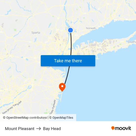 Mount Pleasant to Bay Head map
