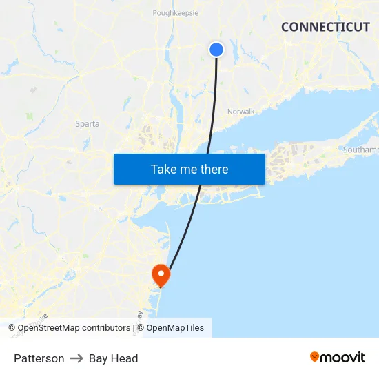 Patterson to Bay Head map