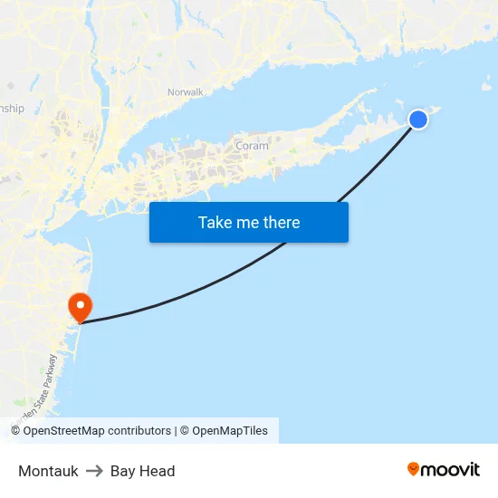 Montauk to Bay Head map