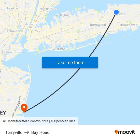 Terryville to Bay Head map