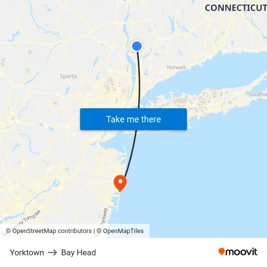 Yorktown to Bay Head map