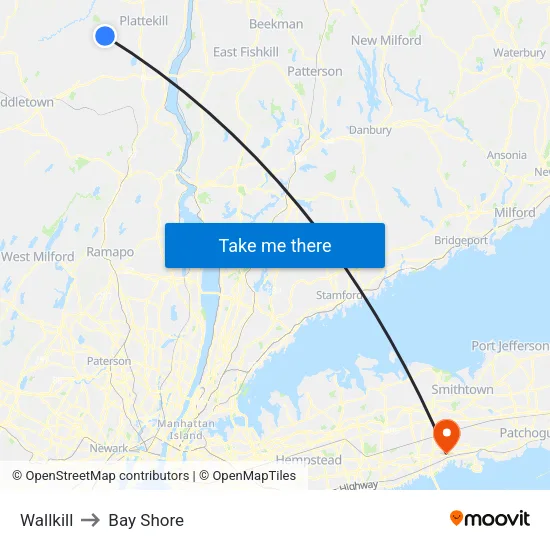 Wallkill to Bay Shore map